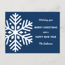 Big Snowflake Christmas and New Year Holiday card