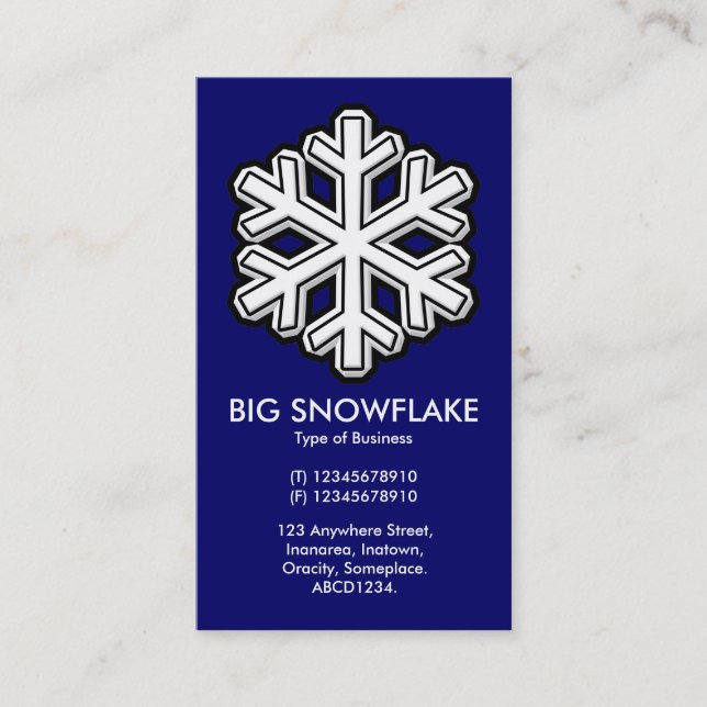 Big Snowflake - Dark Blue (000066) Business Card (Front)