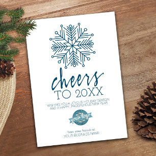 Big Snowflake Happy New Year - Blue Business Holiday Card