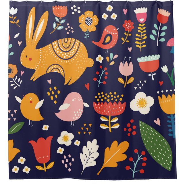 Big spring Easter collection of flowers, leaves, b Shower Curtain (Front)