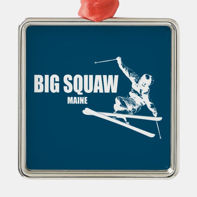 Big Squaw Maine Skier Metal Tree Decoration (Front)
