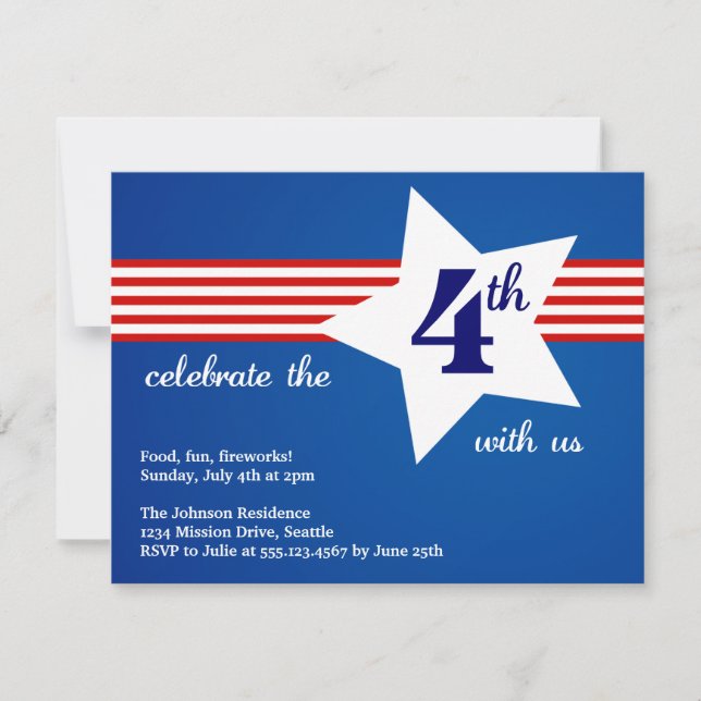 Big star july 4th stripes Independence celebration Invitation (Front)