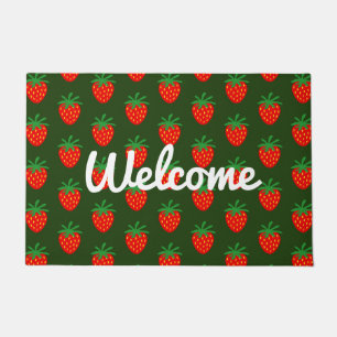 Big strawberry door mat with custom welcome text