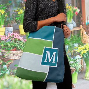 Big Stripes in blue and green with Monogram Crossbody Bag