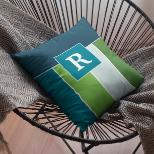 Big Stripes in blue and green with Monogram Cushion