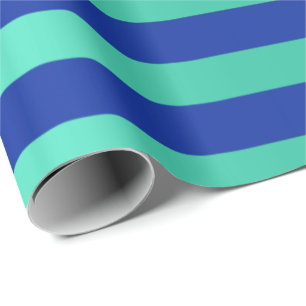Big Stripes Lines Indigo Cobalt Blue Tiffany Aqua Wrapping Paper