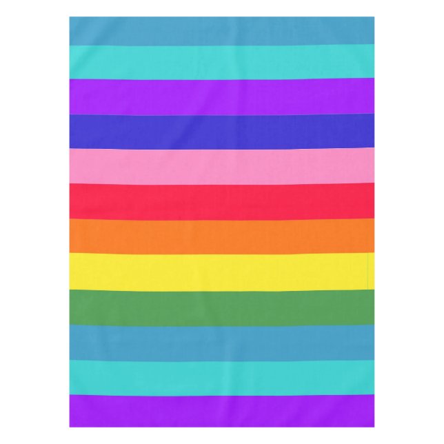 Big Stripes of Rainbow Colours Table Cloth (Front)