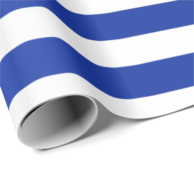 Big Stripes Saint Tropes Cobalt Indigo White Blue Wrapping Paper (Roll Corner)