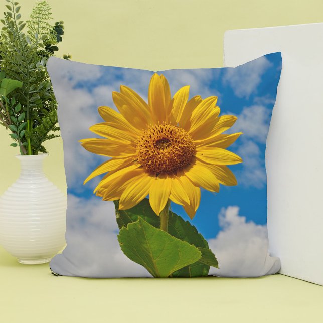 Big Sunflower Green and Yellow Flower Floral Photo Cushion (Creator Uploaded)