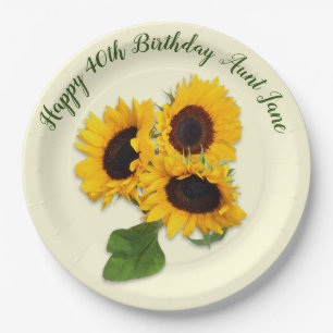 Big Sunflowers Custom Birthday Party Paper Plate