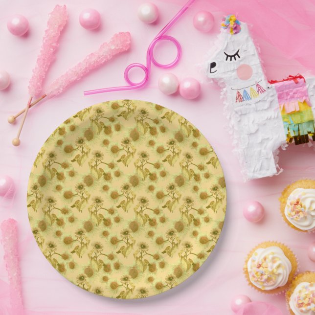 Big sunflowers pattern   paper plate (Party)