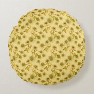 Big sunflowers pattern    round cushion