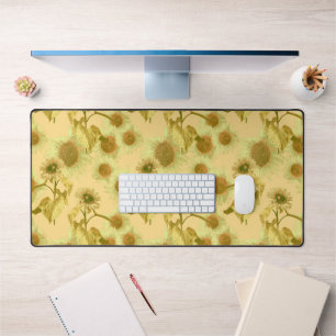 Big Sunflowers Yellow Pattern Desk Mat