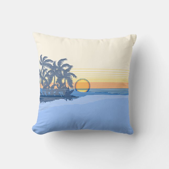 Big Sunset Hawaiian Reversible Square Pillows (Front)
