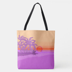Big Sunset Stripe Hawaiian Surfers Beach Bag