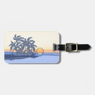 Big Sunset Stripe Hawaiian Surfers Luggage Tag