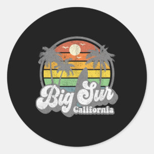 Big Sur California Beach Vacation Retro Surfing Su Classic Round Sticker