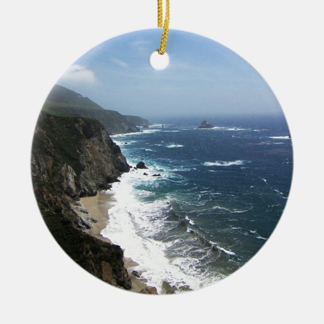 Big Sur California Ceramic Tree Decoration (Front)
