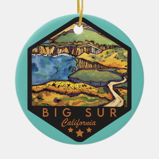 Big Sur California  Ceramic Tree Decoration (Front)