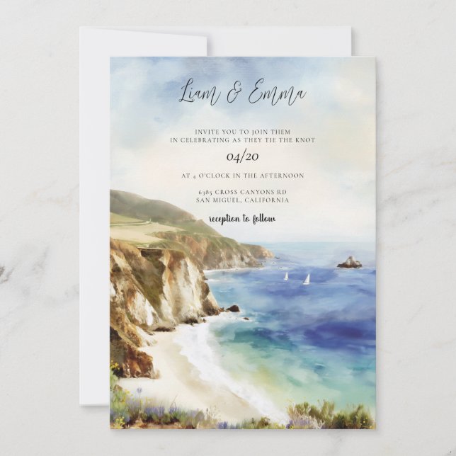 Big Sur California Coast View Wedding Invitation (Front)