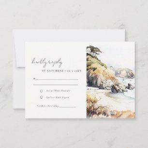 Big Sur, California Landscape Watercolor Wedding RSVP Card