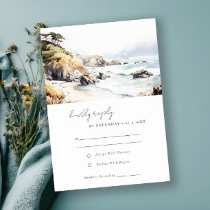 Big Sur, California Landscape Watercolor Wedding RSVP Card