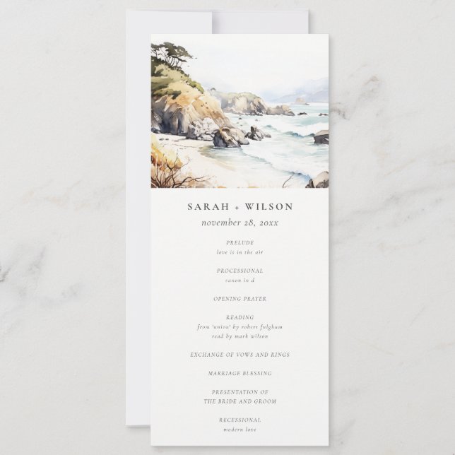 Big Sur, California Landscape Wedding Program Invitation (Front)