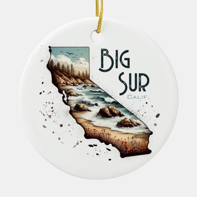 Big Sur California Souvenir Gift Ceramic Tree Decoration (Front)