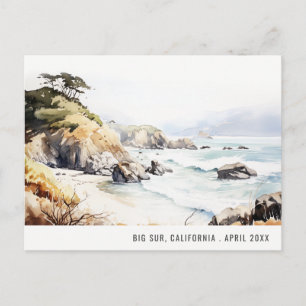 Big Sur, California Watercolor Landscape Travel Holiday Postcard