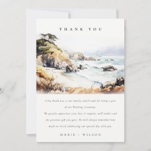 Big Sur, California Watercolor Landscape Wedding Thank You Card