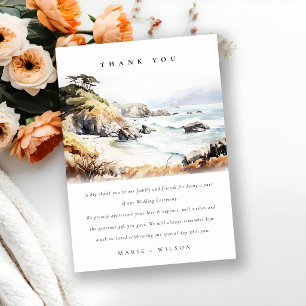 Big Sur, California Watercolor Landscape Wedding Thank You Card