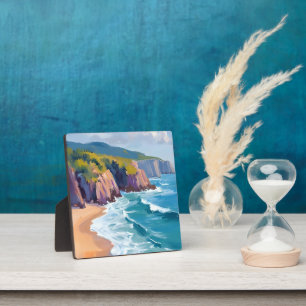Big Sur, California Watercolor Ocean Painting Art Plaque