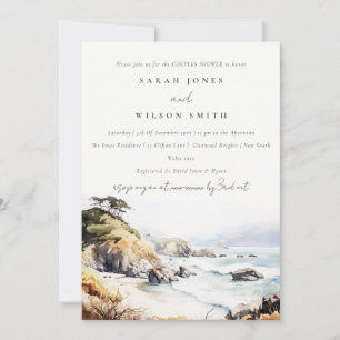 Big Sur California Watercolor Scape Couples Shower Invitation