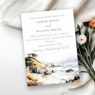 Big Sur California Watercolor Scape Wedding Shower Invitation