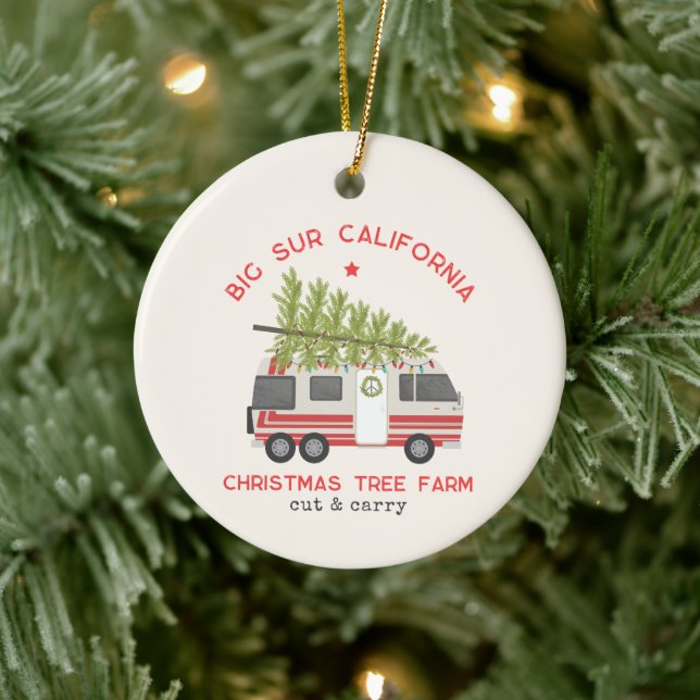 Big Sur Christmas Tree Farm Vintage RV Camper Ceramic Tree Decoration (Tree)