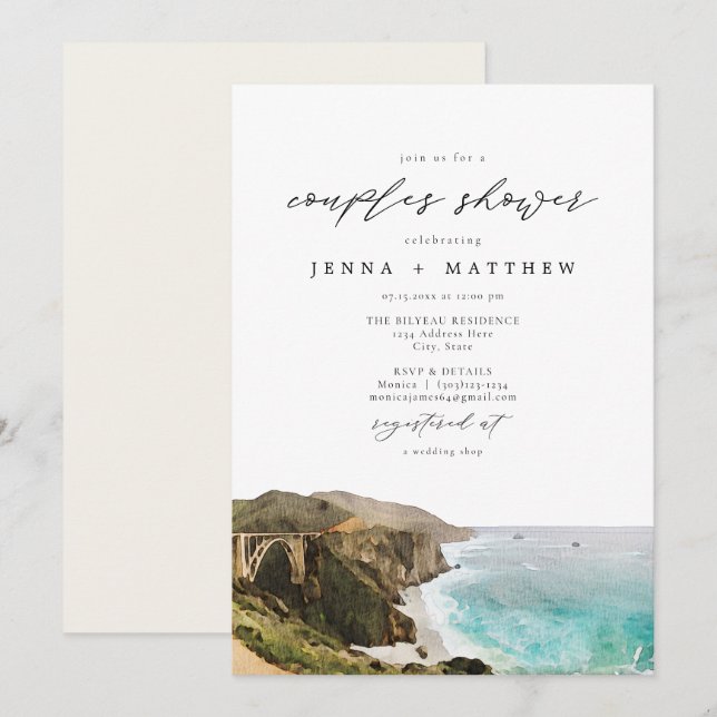 BIG SUR Coastline California Couples Shower Invitation (Front/Back)
