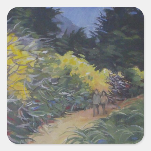 Big Sur Nature Path Scenic Woods California Square Sticker (Front)