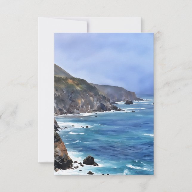 Big Sur Ocean Cliff Sea Art Flat Note Card (Front)