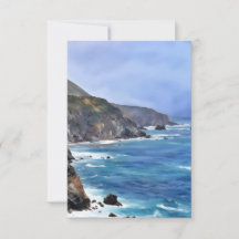Big Sur Ocean Cliff Sea Art Flat Note Card