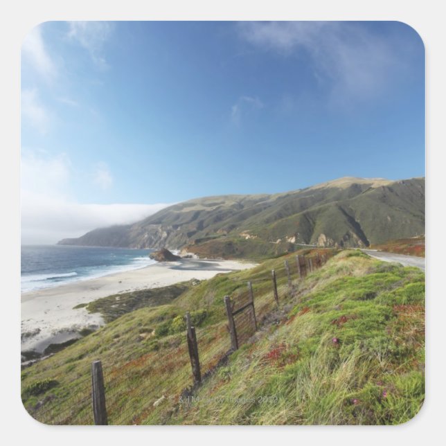 Big Sur perfection where the mountains roll Square Sticker (Front)