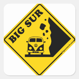 Big Sur Yellow Bus Square Sticker