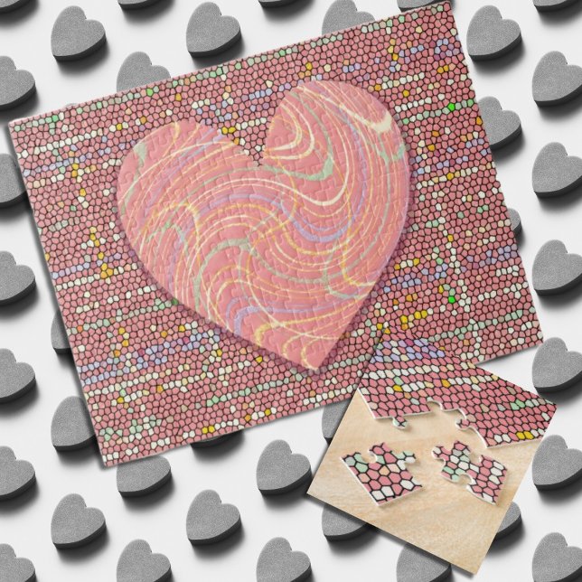 Big Swirls Heart on Confetti Style Background Jigsaw Puzzle (Creator Uploaded)