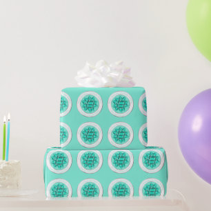 Big Teal Gift Bow & Silver Foil Wrapping Paper