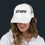Big Text Bold Font Womens Mens Staff White Trucker Hat<br><div class="desc">Custom Large Big Bold Font Text Elegant Modern Template Create Your Own Upload Image Logo Photo Hats & Caps / Baseball & Trucker Hats / White Staff Trucker Hat For Men & Women.</div>