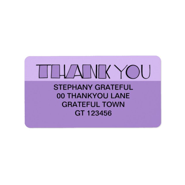 Big Thank You purple Address Label (Front)