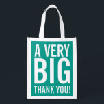 Big thank you reusable party favour shopping bag<br><div class="desc">Big thank you reusable party favour shopping bag. Large party favour grocery bags for thanking wedding guests, friends, family, coach, mum, dad, teacher, nurse, boss, employee etc. XL design with modern big letter typography and bright colour in the background. Cute idea for wedding party, bridal shower, birthday, baby shower etc....</div>