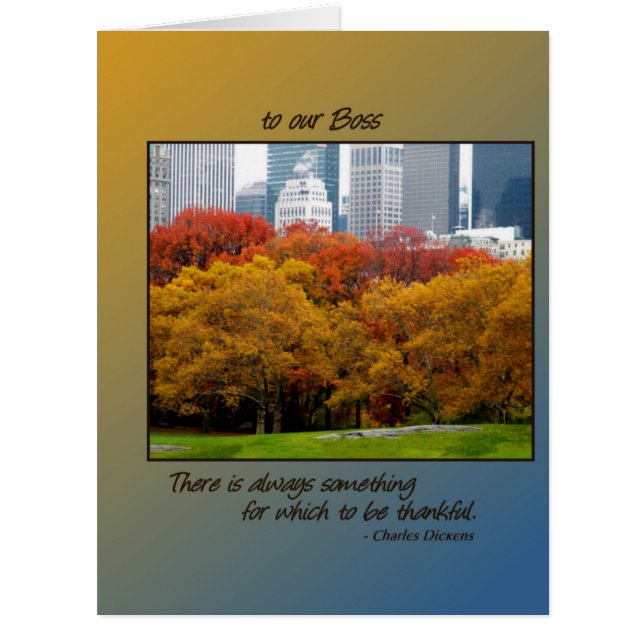 Big Thanksgiving card Fall /Central Park for Boss (Front)