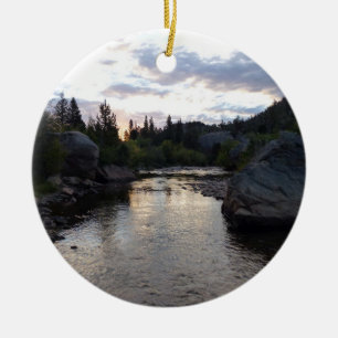 Big Thompson River at Sunrise Ceramic Tree Decoration
