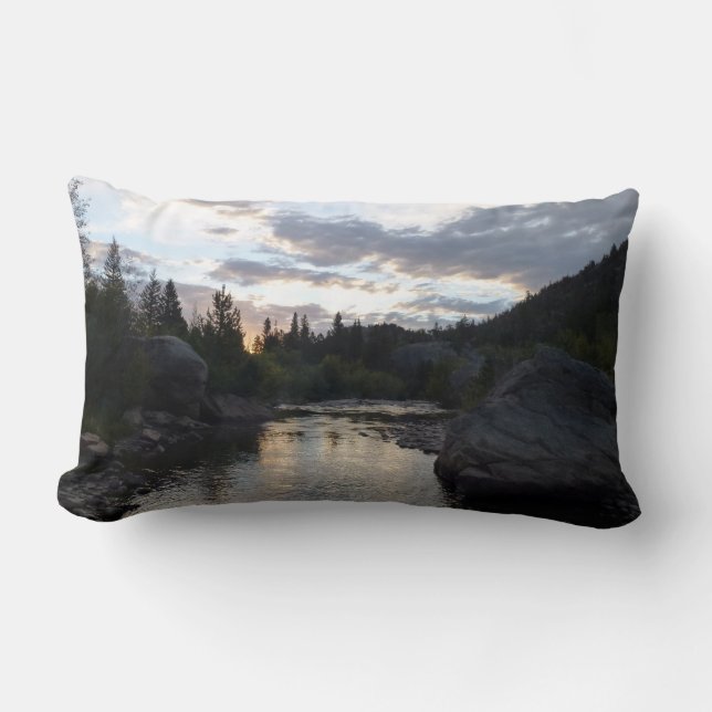 Big Thompson River at Sunrise Lumbar Cushion (Front)