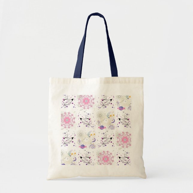 Big Time and Space Mandala Patchwork Pattern Budge Tote Bag (Front)